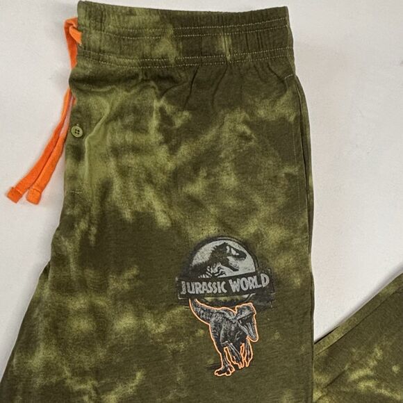 Jurassic Park Lounge Pants Spray Raptor Pajama Bottoms Green Camo NEW - Picture 5 of 9